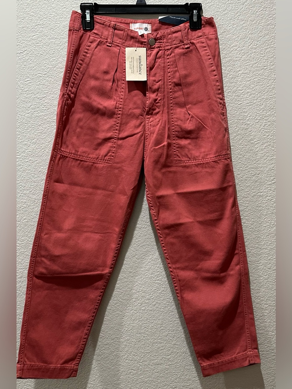 NWT Sundance Sundry Croft Pants High Waisted Button Fly Cotton Boho Size 26